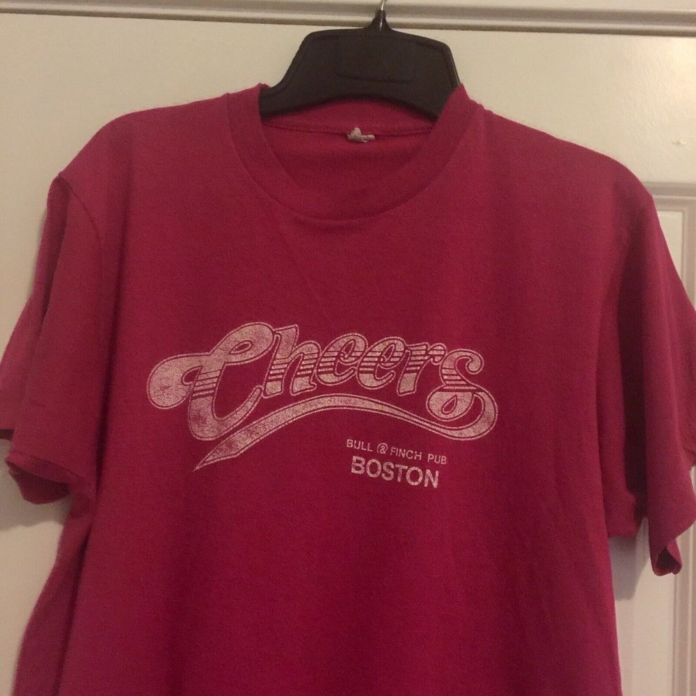 CHEERS Vintage Tee 50/50 Shirt LARGE Pink Top Pub